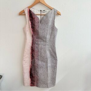 Elie Tahari Pink and Gray Sleeveless Mini Dress